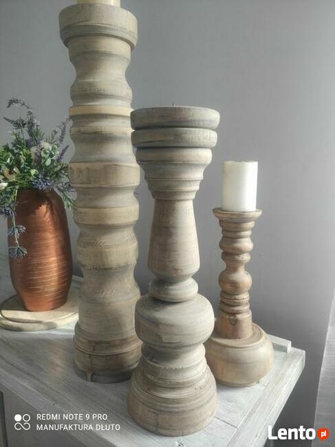 Świeczniki drewniane toczone rękodzieło toczenie w drewnie