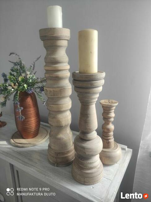 Świeczniki drewniane toczone rękodzieło toczenie w drewnie