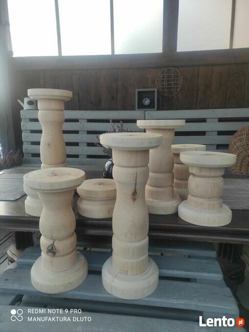 Świeczniki drewniane toczone rękodzieło toczenie w drewnie