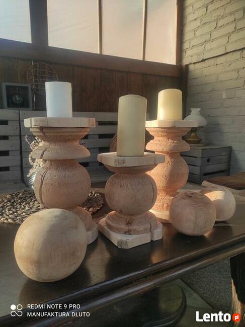 Świeczniki drewniane toczone rękodzieło toczenie w drewnie