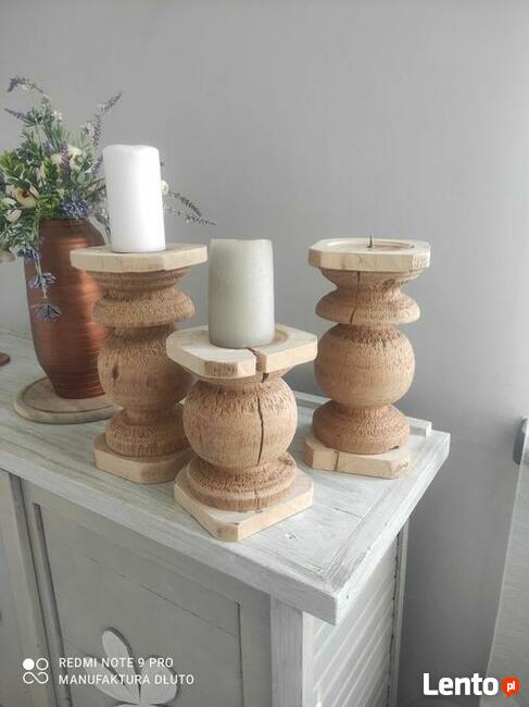 Świeczniki drewniane toczone rękodzieło toczenie w drewnie