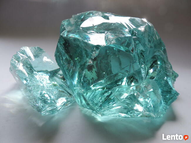 SZKŁO NIEBIESKIE DO GABIONU TURKUSOWE BRYŁY SZKLANE