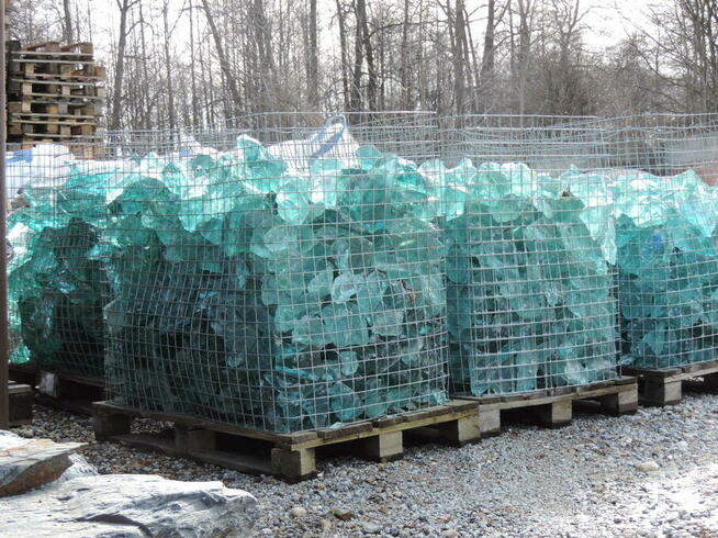 SZKŁO NIEBIESKIE DO GABIONU TURKUSOWE BRYŁY SZKLANE