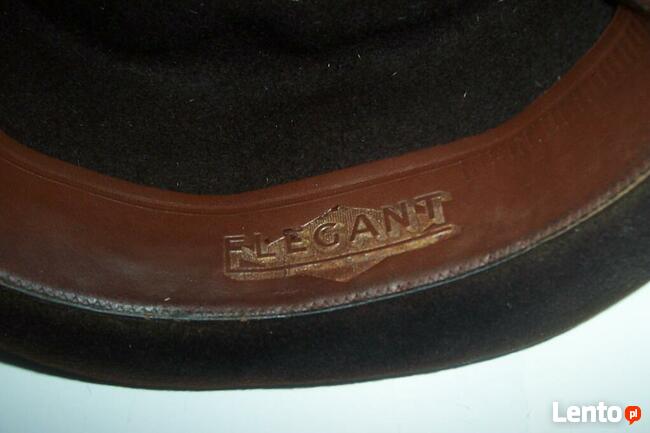 Klasyczny kapelusz ciemny brąz, firmy Elegant. Lata 60-te