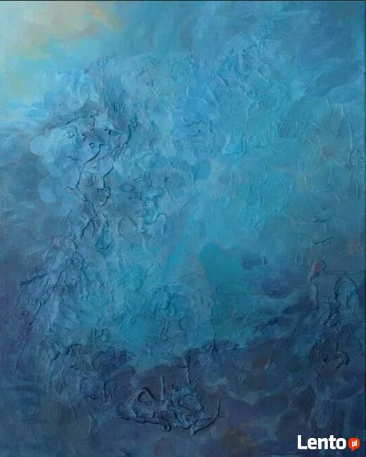 Podwodna abstrakcja 50x40 Olej+akryl Obraz na płótnie.