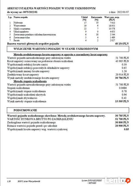 Rzeczoznawca Samochodowy Wartość pojazdu akcyza zdalnie 350