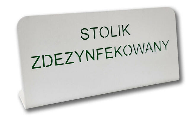 Tabliczka - Stolik zdezynfekowany NIERDZEWNA Promocja!!!