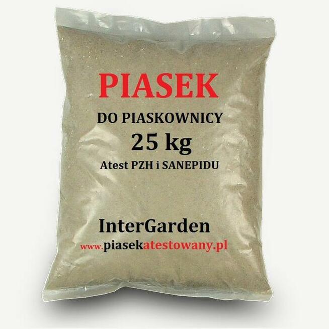 Atestowany PIASEK do piaskownic w workach 25 kg