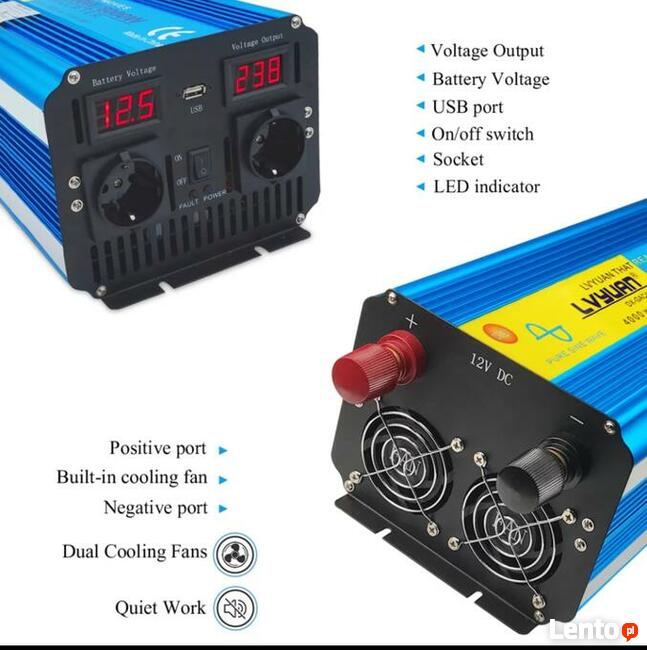 Przetwornica napięcia 3500W/7000W, 12V DC/230V AC, sinus