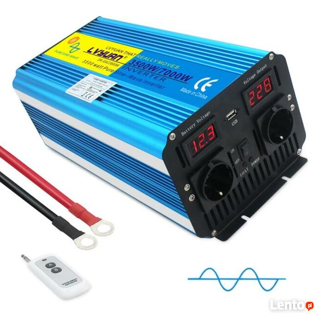 Przetwornica napięcia 3500W/7000W, 12V DC/230V AC, sinus