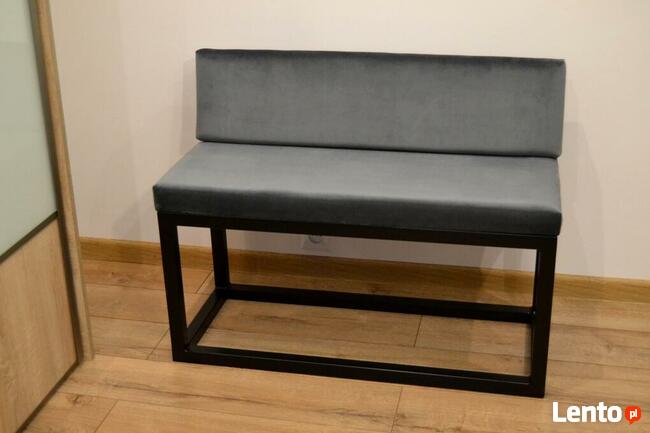 Ławeczka loft siedzisko pufa z oparciem stalowa industrial