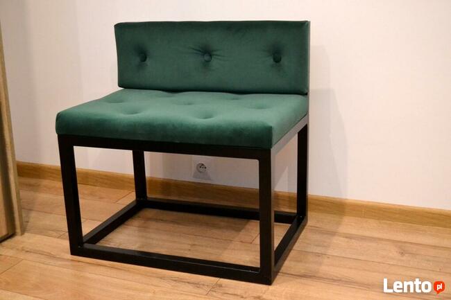 Ławeczka loft siedzisko pufa z oparciem stalowa LSOP001