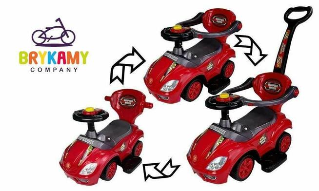 Jeździk dla dziecka z Pchaczem Mega Car 3w1 Czerwony