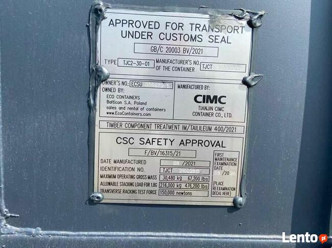 Kontenery morskie 20DC (6m) One Way RAL7016