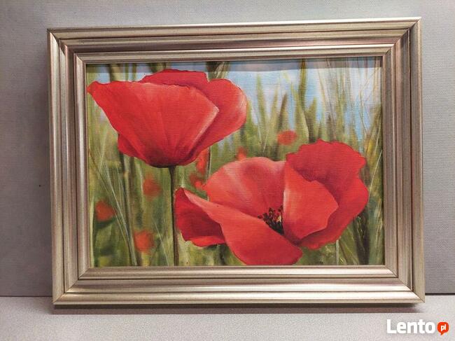 Kwiaty w jasnozłotej ramie ( trzy obrazy)