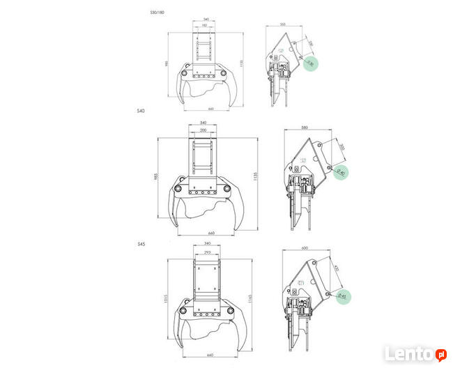GŁOWICA ŚCINKOWA do drewna mini koparka chwytak BIOMASA
