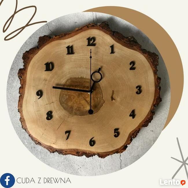 Zegar ścienny z plastra drewna, dąb, brzoza, jesion, wiąz,
