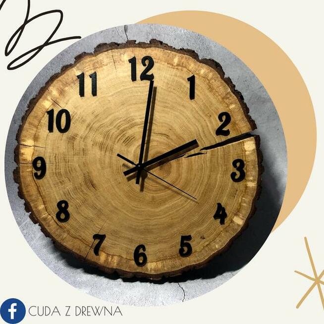 Zegar ścienny z plastra drewna, dąb, brzoza, jesion, wiąz,