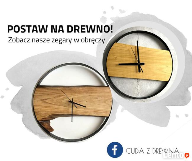 Unikatowy zegar ścienny, w obręczy 40 cm