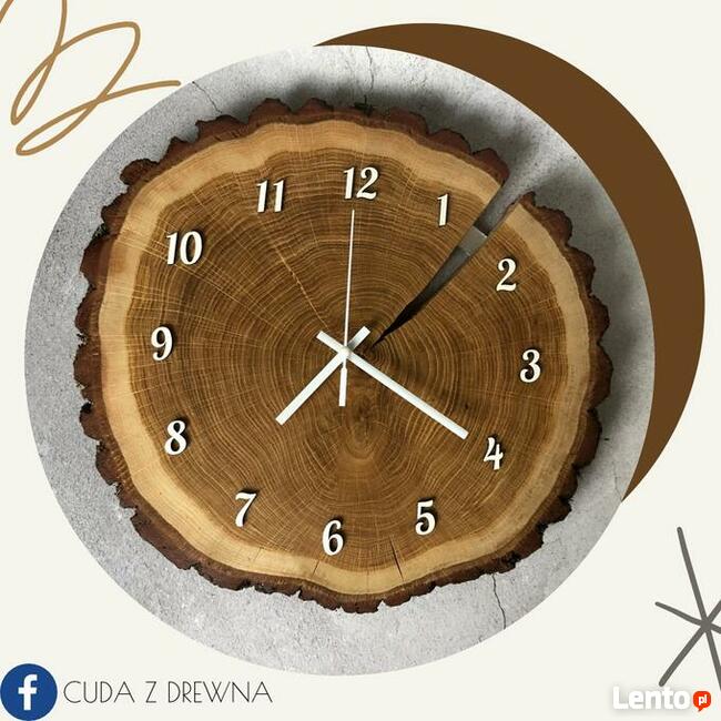Zegar ścienny z plastra drewna, dąb, brzoza, jesion, wiąz,