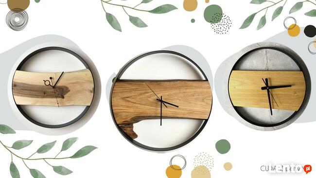 Unikatowy zegar ścienny, w obręczy 40 cm