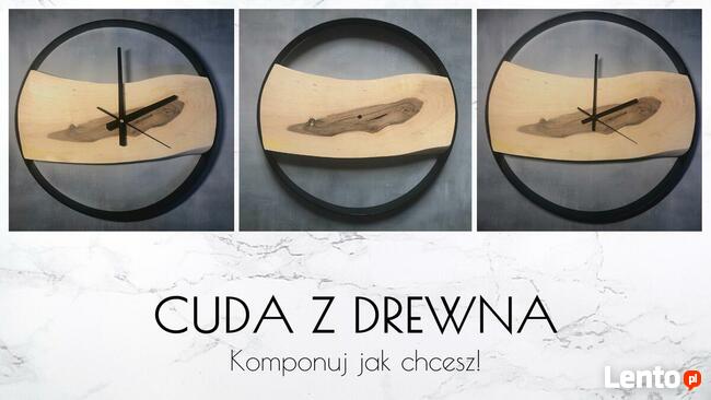 Unikatowy zegar ścienny, w obręczy 40 cm