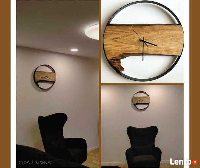 Unikatowy zegar ścienny, w obręczy 40 cm