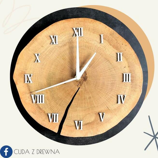 Zegar ścienny z plastra drewna, dąb, brzoza, jesion, wiąz,