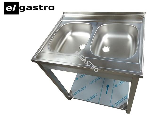 Zlew Gastronomiczny Dwukomorowy 80x60x85 z półką syfon GRATI