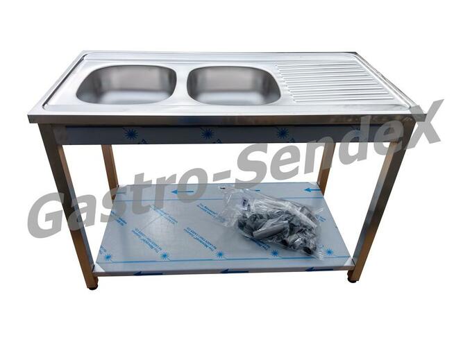 Zlew Gastronomiczny Dwukomorowy 120x60x85 prawy / lewy Syfon