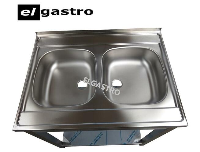Zlew Gastronomiczny Dwukomorowy 80x60x85 z półką syfon GRATI