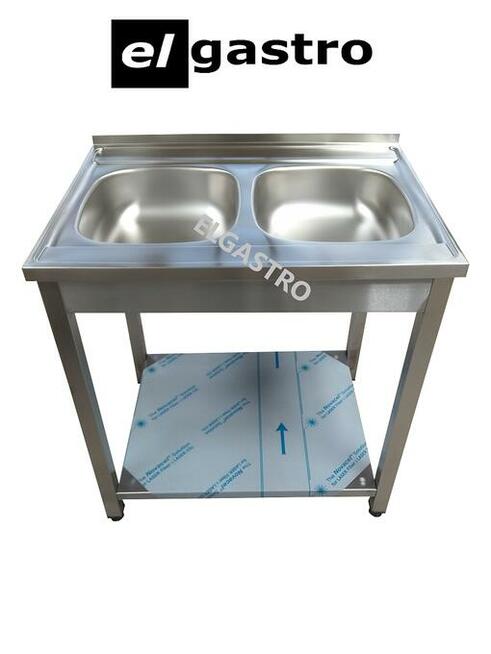 Zlew Gastronomiczny Dwukomorowy 80x60x85 z półką syfon GRATI