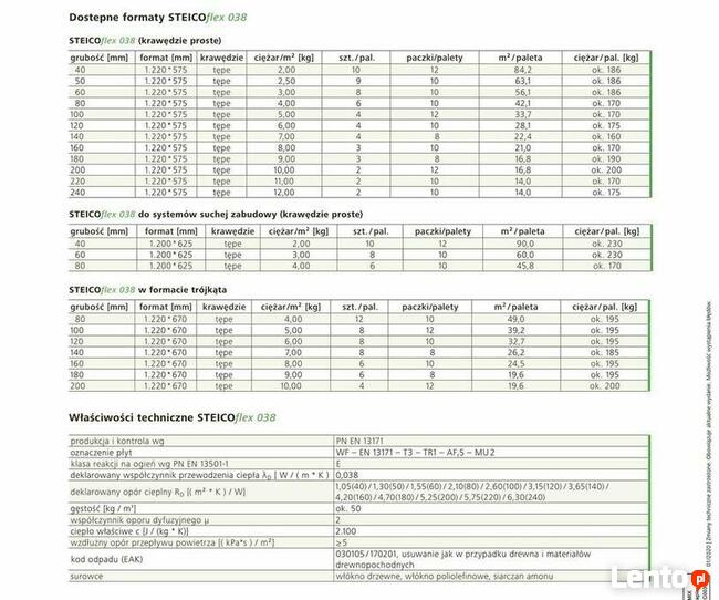 Wełna drzewna Steico Flex 038 - termoizolacji dachów, ścian