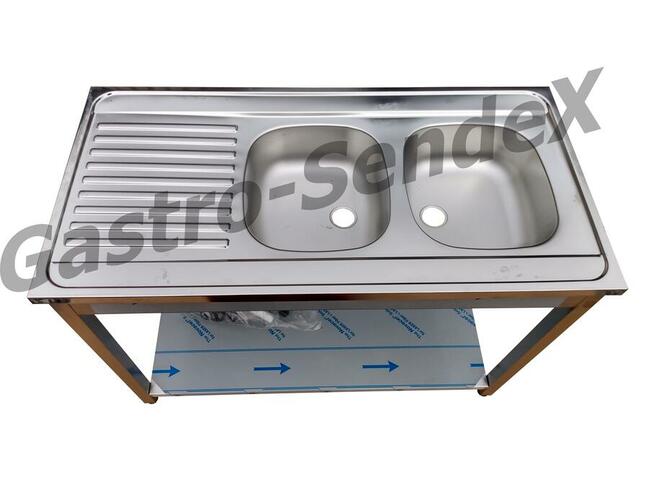 Zlew Gastronomiczny Dwukomorowy 120x60x85 prawy / lewy Syfon