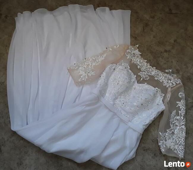 Biała sukienka z szyfonu 34/36