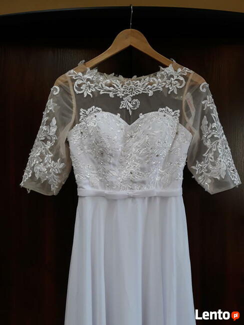 Biała sukienka z szyfonu 34/36
