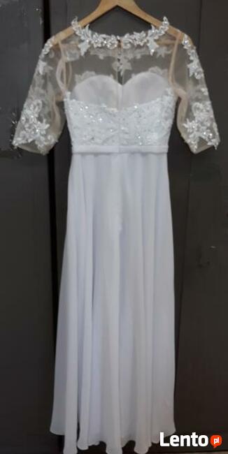 Biała sukienka z szyfonu 34/36