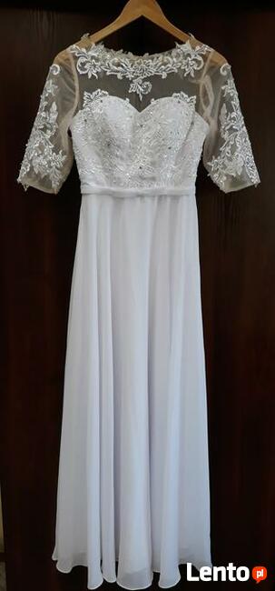 Biała sukienka z szyfonu 34/36