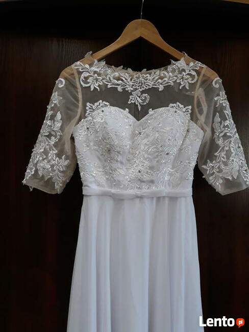 Biała sukienka z szyfonu 34/36