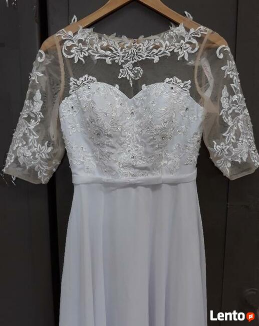 Biała sukienka z szyfonu 34/36