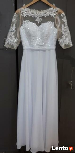 Biała sukienka z szyfonu 34/36