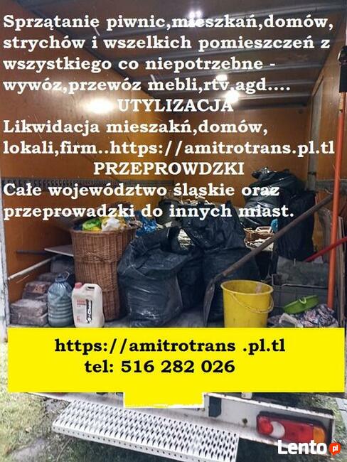 UTYLIZACJA TRANSPORT PRZEPROWADZKI Brynów Ruda Śląsk Chorzów