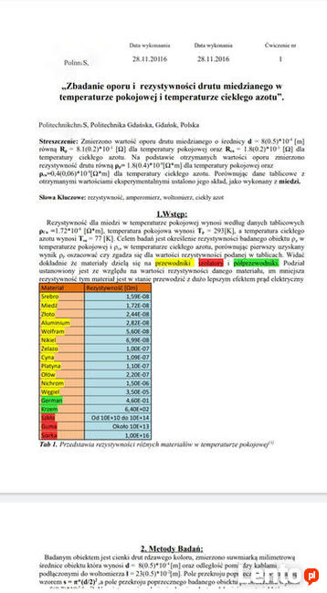 Sprawozdanie z doświadczenia - Studia cała Polska