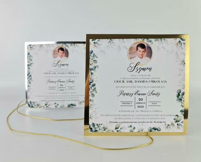 Zaproszenia na komunię ręcznie robione. Gold Collection Plus