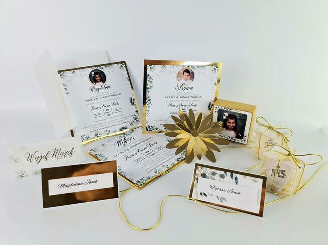 Zaproszenia na komunię ręcznie robione. Gold Collection Plus