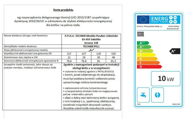 Kocioł Pleszewskie Kotły na pellet Technix SV200 10KW 60m2