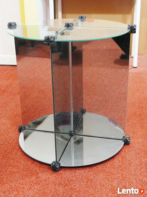 stolik okragły składany ze szkła hatowanego