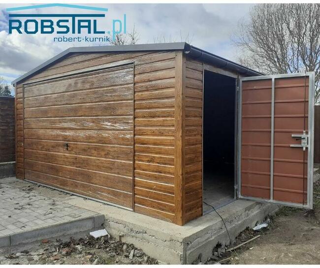 Garaż drewnopodobny 4,5x5,5 Brama uchylna AUTOMAT