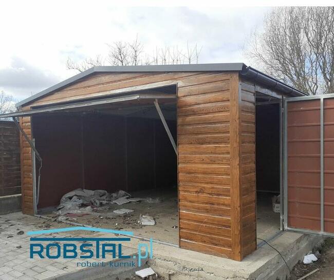 Garaż drewnopodobny 4,5x5,5 Brama uchylna AUTOMAT