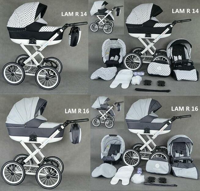 Wózek Dziecięcy Lameiro Retro 3w1 Gondola Spacerówka Fotelik